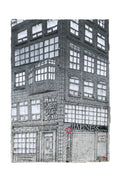 Toile Underground de Qwenttyart, station du métro de Londres en noir et blanc avec le rond rouge, 73 × 53 cm