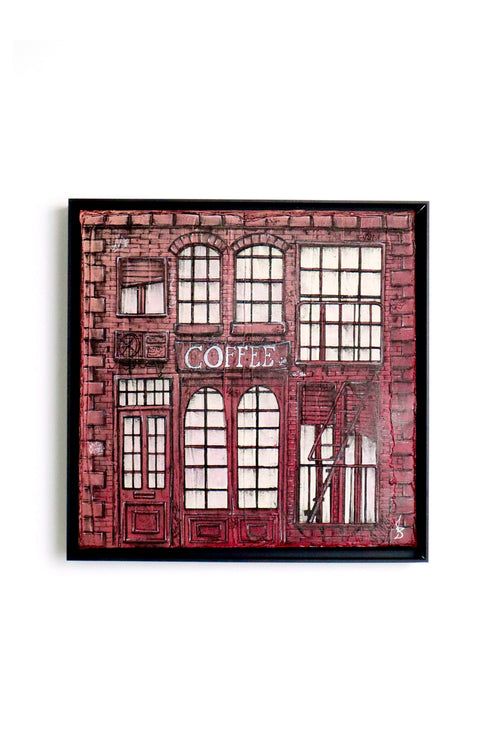Morning Coffee, toile originale 30 x 30 cm de Qwenttyart